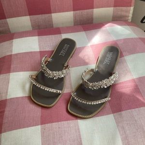 Badgley Mischka Silver and Crystal Formal Sandals size 10